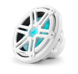 JL Audio M3-10IB-S-Gw-i-4 10-inch (250 mm) Marine Subwoofer Driver, Gloss White Sport Grille with RGB LED Lighting, 4 Ω