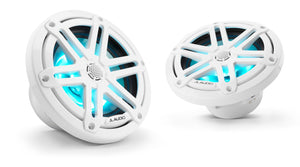 JL Audio M3-650X-S-Gw-i 6.5-inch (165 mm) Marine Coaxial Speakers, Gloss White Sport Grilles with RGB LED Lighting