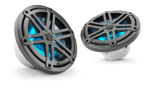 JL Audio M3-770X-S-Gm-i 7.7-inch (196 mm) Marine Coaxial Speakers, Gunmetal Sport Grilles with RGB LED Lighting